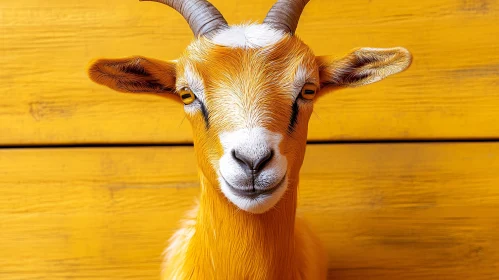 Vivid Goat Image Against Yellow Boards