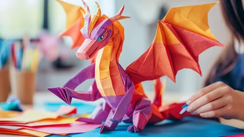 Colorful Paper Dragon Sculpture