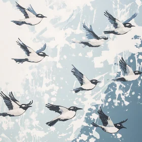 Soaring Birds on Blue