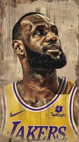 LeBron James Artistic Lakers Portrait