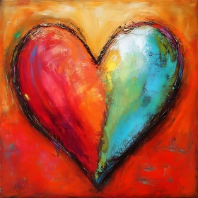 Two-Sided Heart: A Colorful Abstract Painting