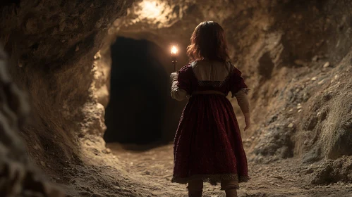 Young Explorer in Cave