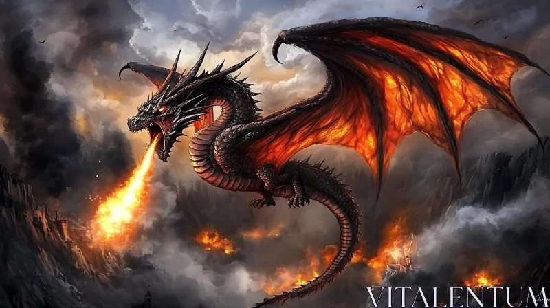 AI ART Fantasy Dragon Artwork with Fiery Breath