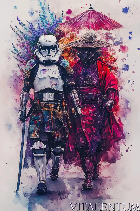 AI ART Watercolor Samurai Star Wars Warriors