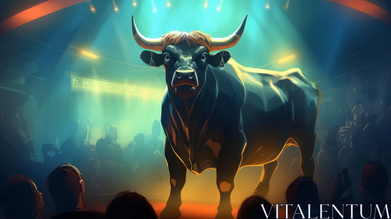 Captivating Bull Performance Illustration in American Tonalist and Neogeo Style AI Image