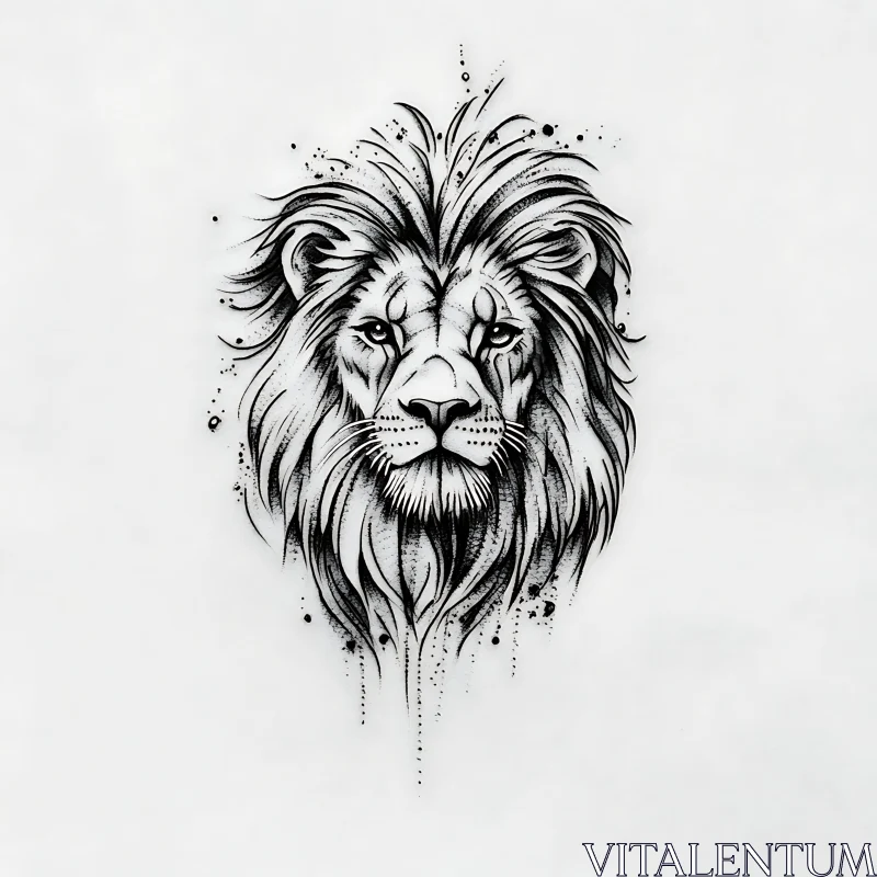 AI ART Lion Head Illustration