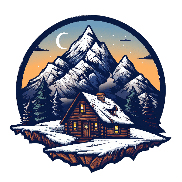 Winter Cabin in Moonlit Mountains