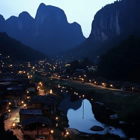 Mountain Village at Night