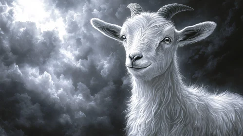 Enigmatic Goat Sky Portrait