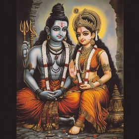 Hindu Gods Shiva and Parvati Artwork