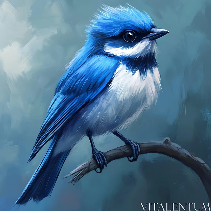 Artistic Blue Jay Bird Illustration AI Image