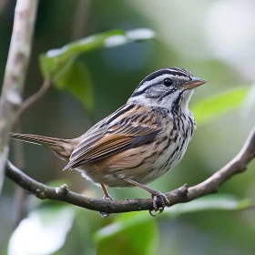 Small Bird Portrait on a Tree Branch