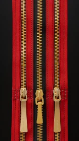 Minimalist Detail and Precisionist Style: Red and Gold Zippers