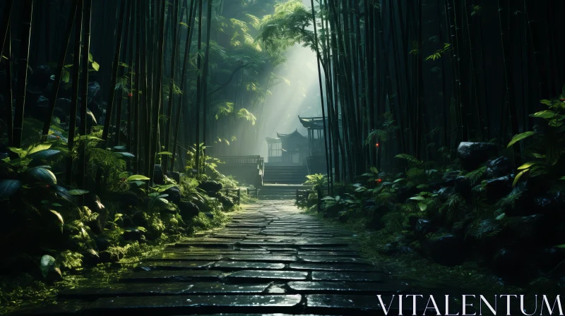Mystical Bamboo Forest Pathway | Classical Historical Scene AI Image