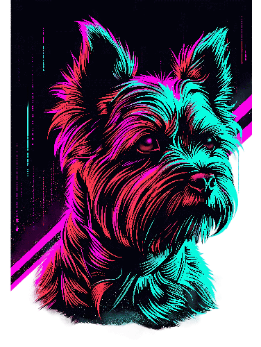 Yorkshire Terrier Digital Art with Geometric Background POD Design