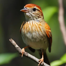Orange Bird Perched on Branch