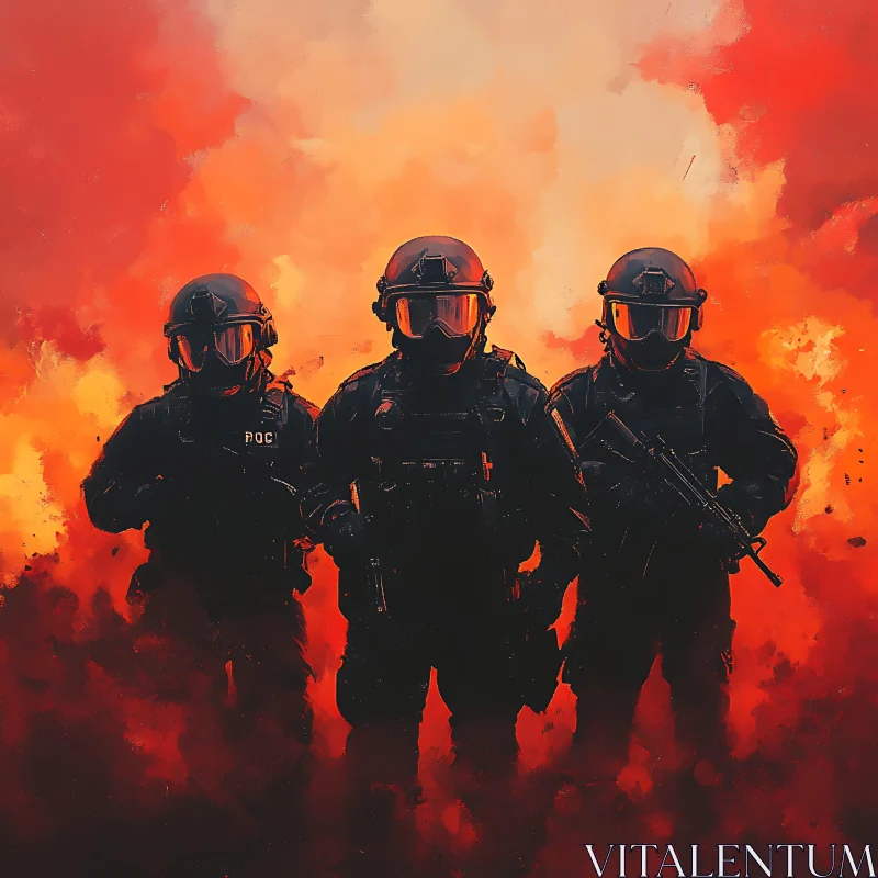 AI ART Men in Uniform: Soldiers in the Fire