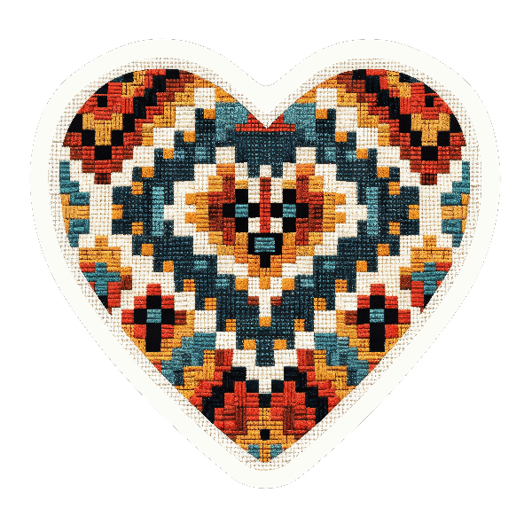 Geometric Heart Textile Design