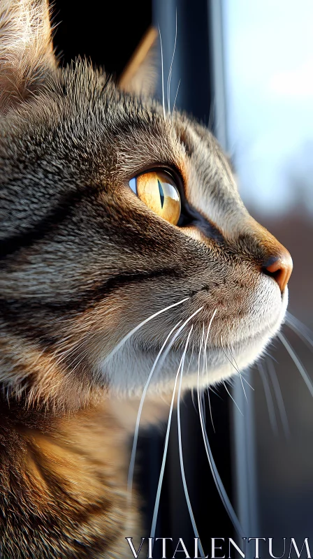 Feline Profile in Warm Sunlight AI Image