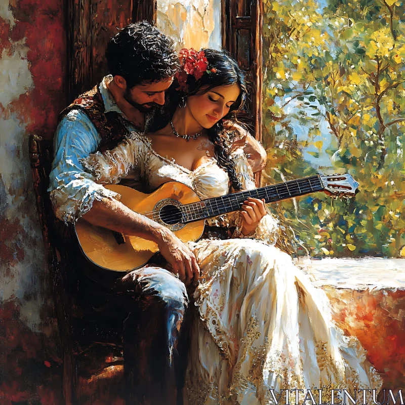 Passionate Guitar Duet: Love in Harmony AI Image