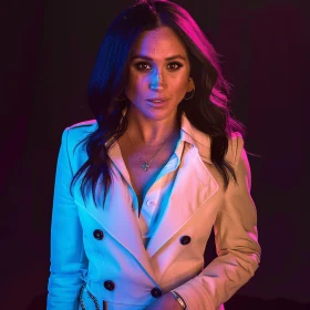 Stylish Neon Portrait of Meghan Markle