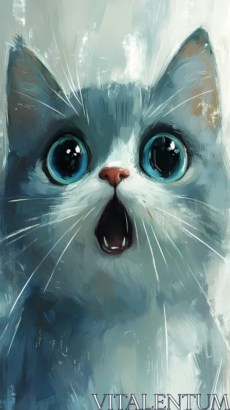 AI ART Surprised Cat Painting