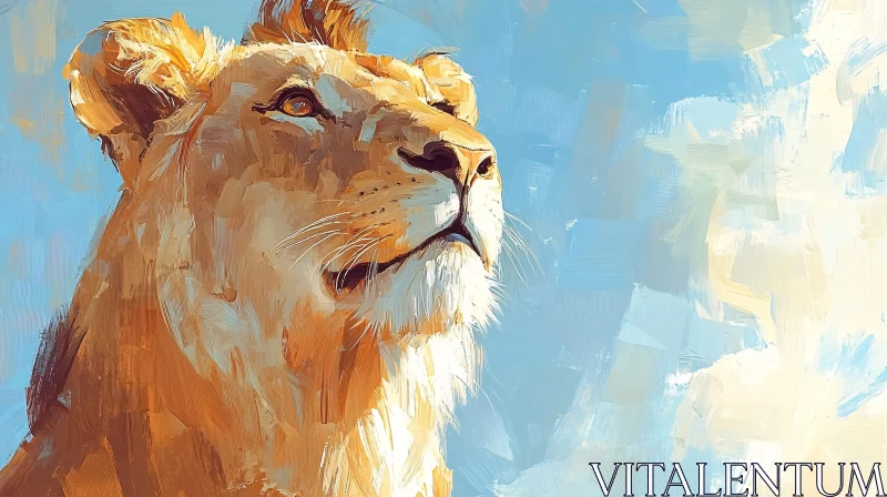 Lion in Artistic Brushstrokes AI Image