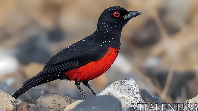 Wild Bird with Red and Black Plumage AI Image