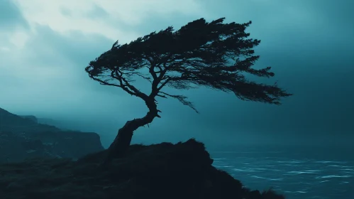 Lonely Tree in Stormy Weather