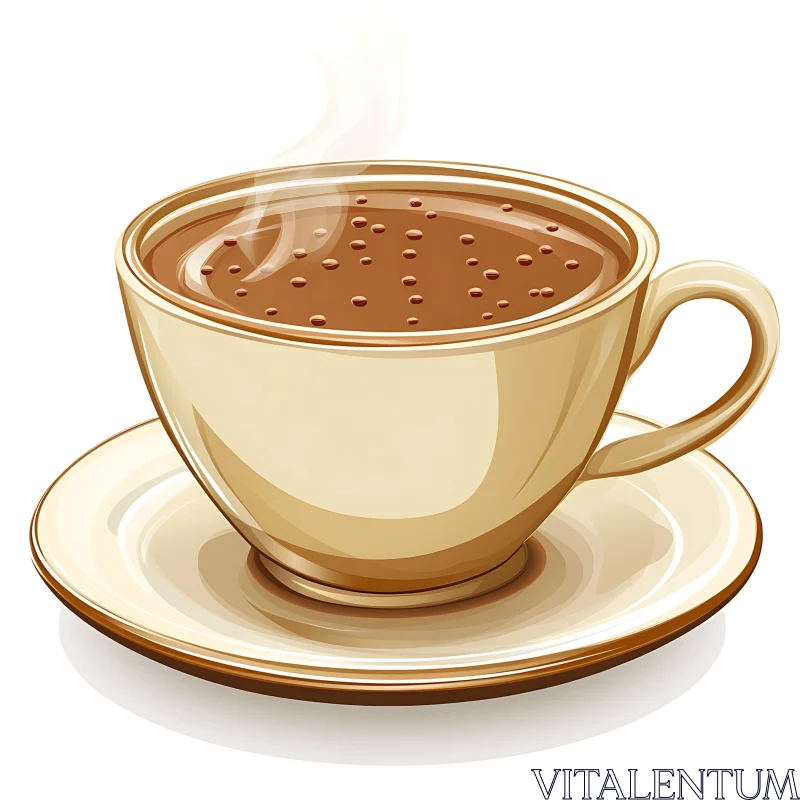 Warm Hot Chocolate Beverage on Saucer AI Image