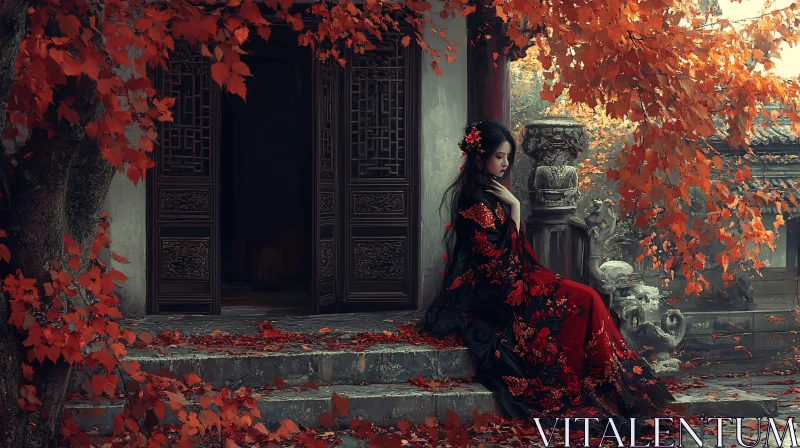 Lady in Autumnal Splendor AI Image