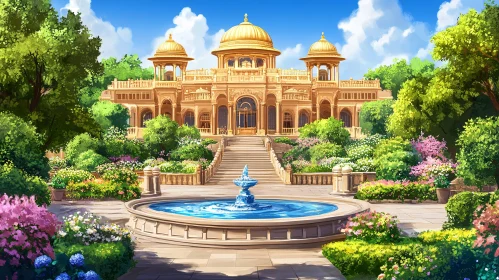 Golden Domes Palace with Lush Garden