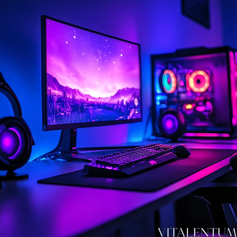 Futuristic RGB Gaming Station AI Image