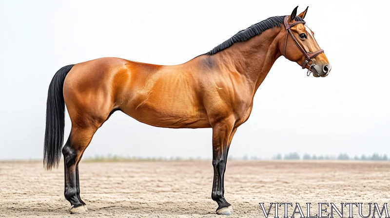 Stately Brown Stallion AI Image