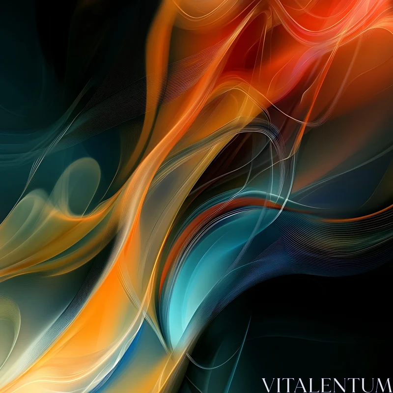 AI ART Fluid Curves and Colors in Abstract Digital Artwork