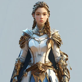 Portrait of a Woman in Golden Armor