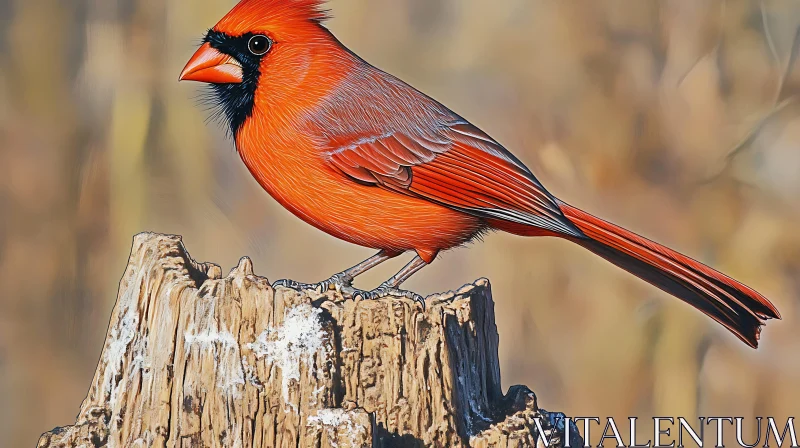 Crimson Cardinal Bird Portrait AI Image