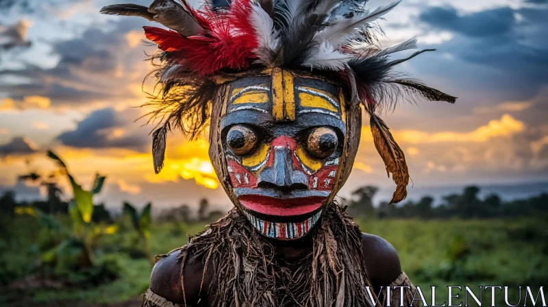 AI ART Feathered Mask in Twilight