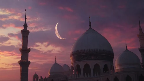 Islamic Architecture with Moonlit Sky