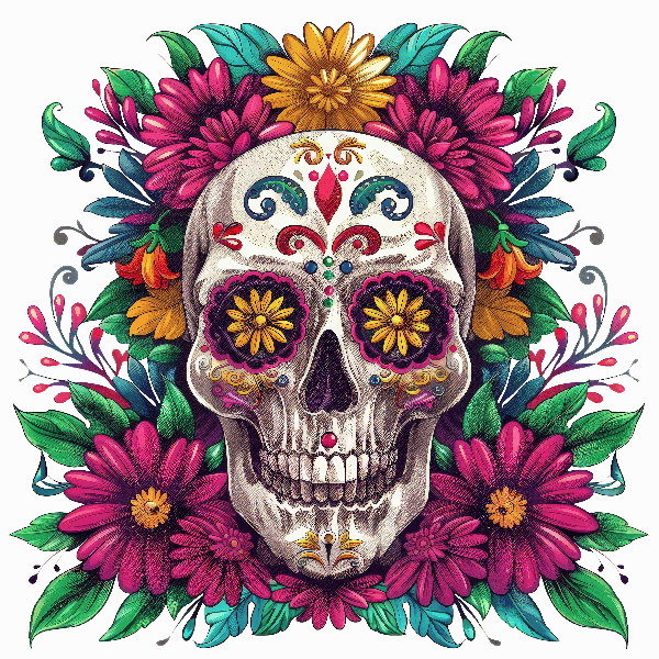 POD Design Ornate Skull Art for T-Shirt