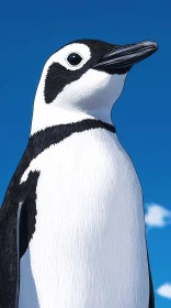 Penguin Art with Blue Sky