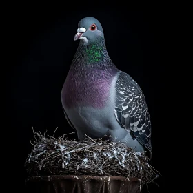 Portrait of Pigeon on Nest