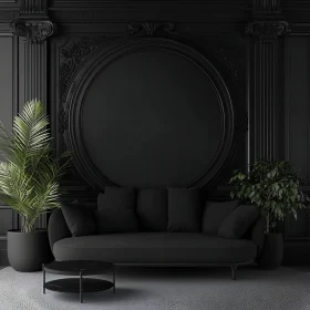 Sophisticated All-Black Interior Design with Greenery