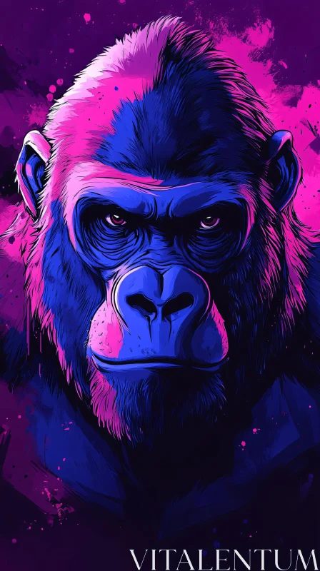 Neon Gorilla Abstract Art AI Image