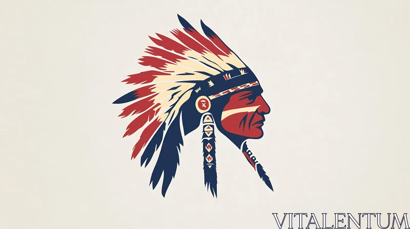 AI ART Stylized Native American Headdress Illustration