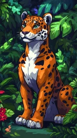 Leopard Among Lush Jungle Greens