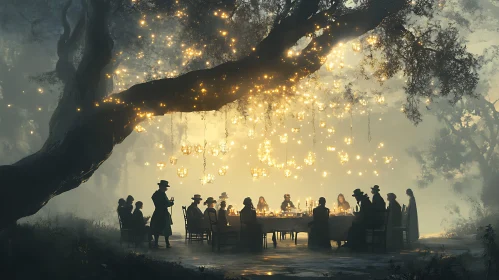 Mystical Outdoor Feast with Lanterns