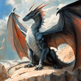 Fantasy Dragon on Mountain Peak