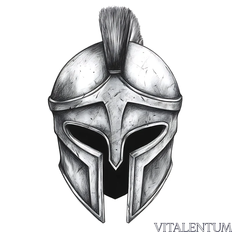 Ancient Warrior Helmet Illustration AI Image