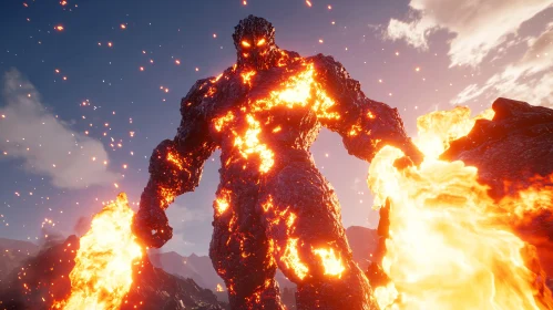 Molten Lava Giant in Rocky Terrain